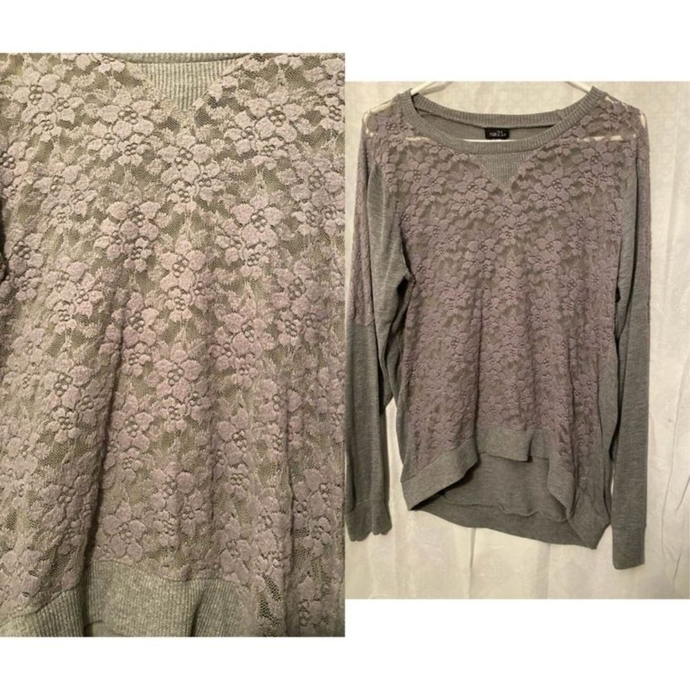 Rue 21 Gray floral long-sleeved blouse